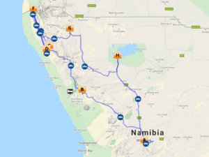 map overview EXCLUSIVE SKELOTON COAST AND ETOSHA TRIP - Dusty Trails Safaris Namibia & Dusty Car Hire Namibia