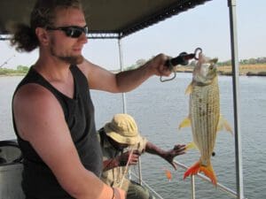 tiger fishing success - boat cruise - Dusty Trails Safaris Namibia & Dusty Car Hire Namibia