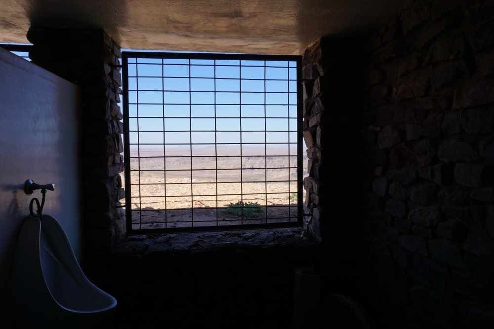 toilets with amazing view at the fish river canyon main viewpoint - Dusty Trails Safaris Namibia & Dusty Car Hire Namibia