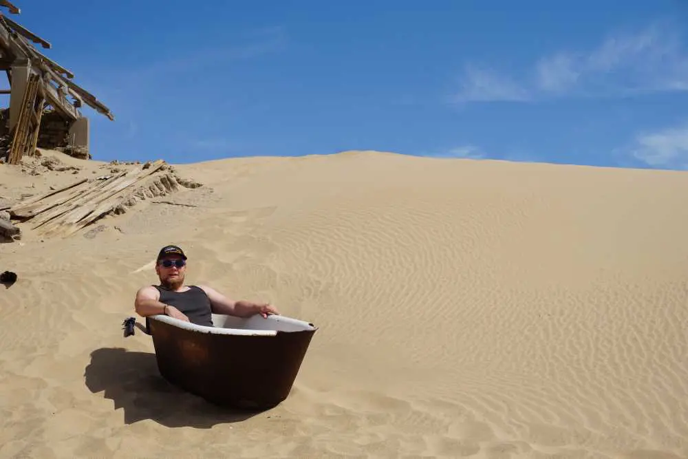 bath tub in the sand at Kolmanskop - Dusty Trails Safaris Namibia & Dusty Car Hire Namibia