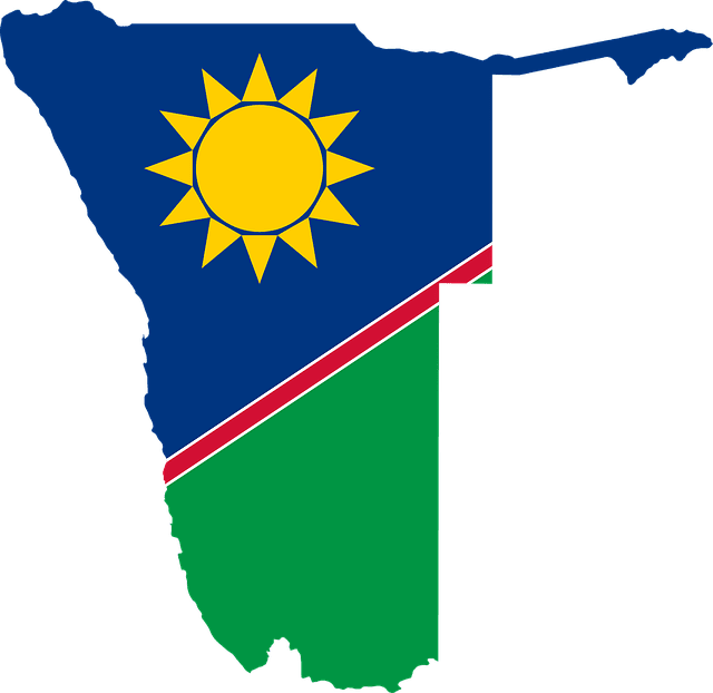 Namibische Flagge in Landesform - von Gordon Johnson